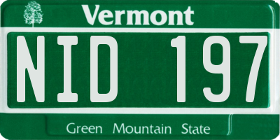 VT license plate NID197