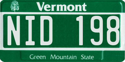 VT license plate NID198