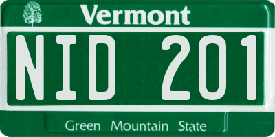 VT license plate NID201