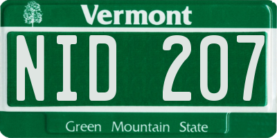 VT license plate NID207