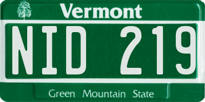 VT license plate NID219