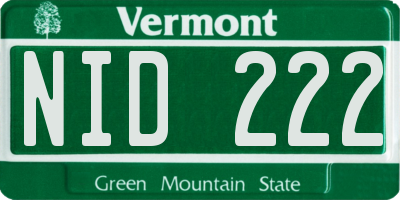 VT license plate NID222