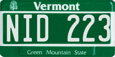 VT license plate NID223