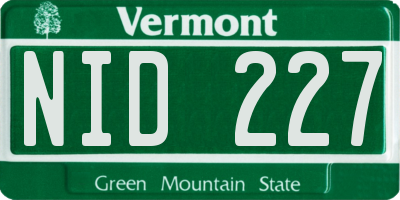 VT license plate NID227