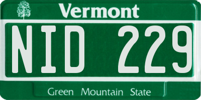 VT license plate NID229