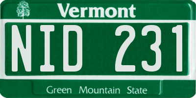 VT license plate NID231