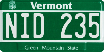 VT license plate NID235