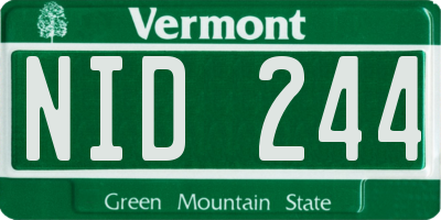VT license plate NID244