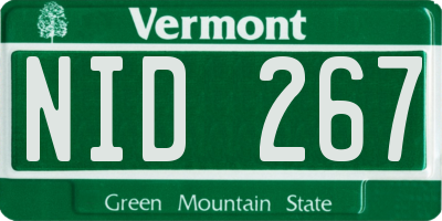 VT license plate NID267