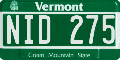 VT license plate NID275