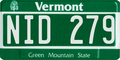 VT license plate NID279
