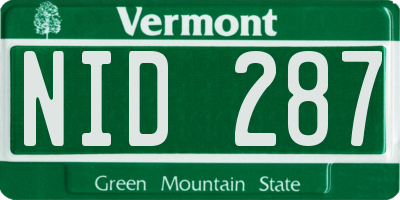 VT license plate NID287