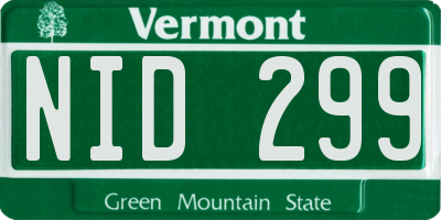 VT license plate NID299