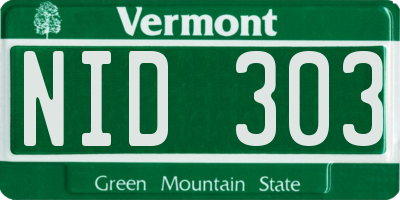 VT license plate NID303