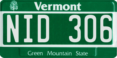 VT license plate NID306