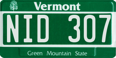 VT license plate NID307