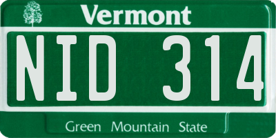 VT license plate NID314
