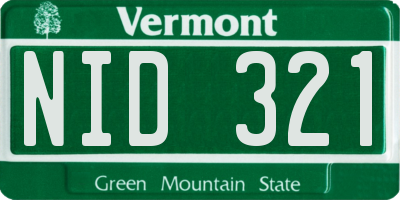 VT license plate NID321