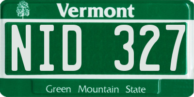 VT license plate NID327