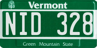 VT license plate NID328