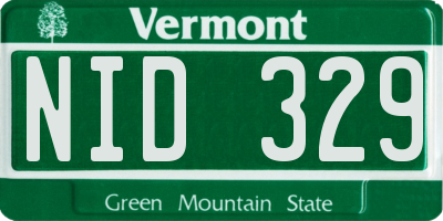 VT license plate NID329
