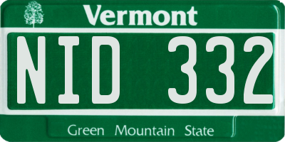 VT license plate NID332
