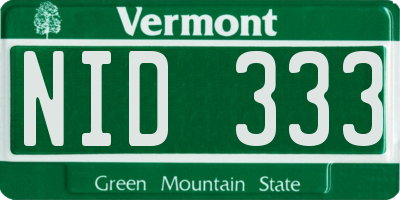 VT license plate NID333