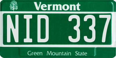 VT license plate NID337