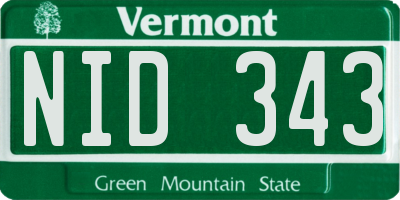 VT license plate NID343