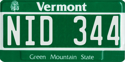 VT license plate NID344