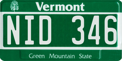 VT license plate NID346