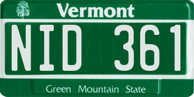 VT license plate NID361