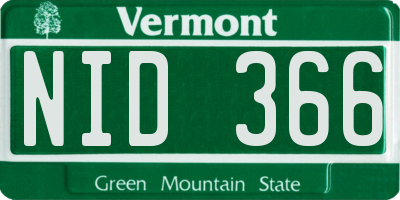VT license plate NID366