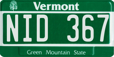 VT license plate NID367