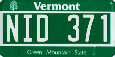 VT license plate NID371