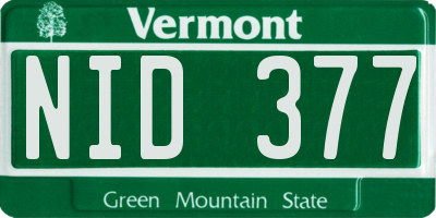 VT license plate NID377