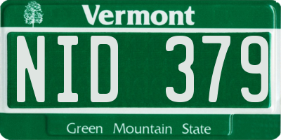 VT license plate NID379