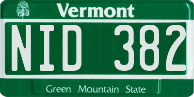 VT license plate NID382