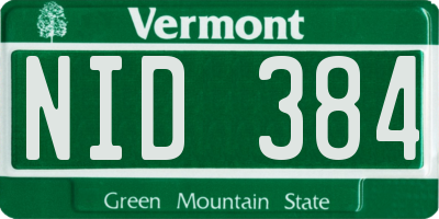 VT license plate NID384