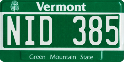 VT license plate NID385