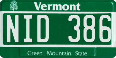 VT license plate NID386