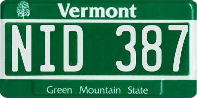 VT license plate NID387