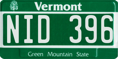VT license plate NID396