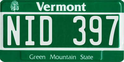 VT license plate NID397