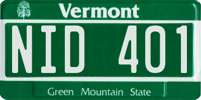 VT license plate NID401