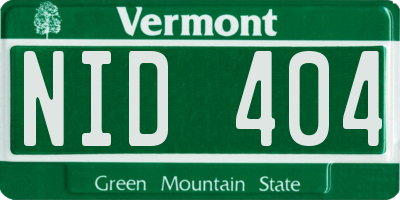 VT license plate NID404