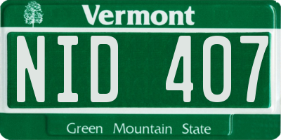 VT license plate NID407