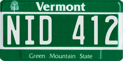 VT license plate NID412