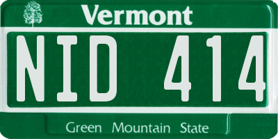 VT license plate NID414