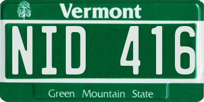 VT license plate NID416
